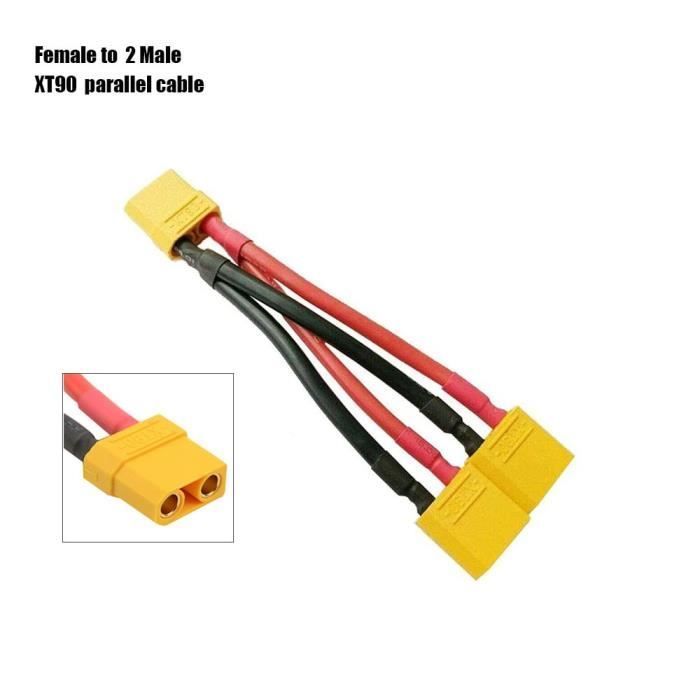 Connecteur XT90 Parallèle - TAMIYA - Silicone - Compatible Deans - Compatible EC5 - Noir