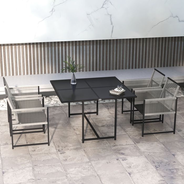 Outsunny - Set tavolo e sedie da giardino - Acciaio - 120x120x72 cm - Grigio chiaro