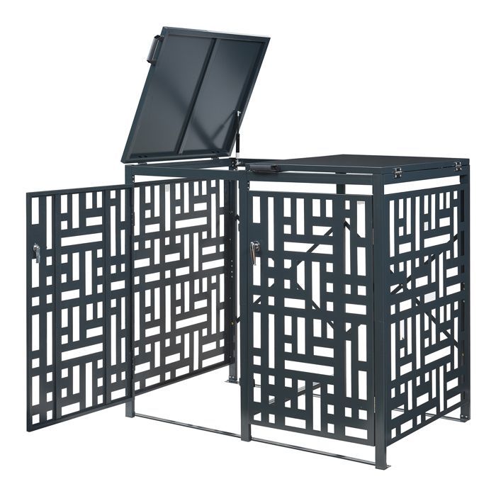 Caja de almacenamiento Bernalda para 2 contenedores de 240 L, acero galvanizado, color antracita.