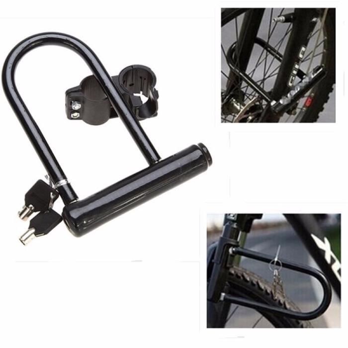Candado de seguridad antirrobo tipo U para bicicleta y motocicleta con soporte de acero y candado negro para scooter.