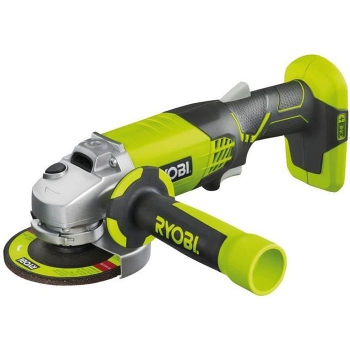 RYOBI - Amoladora angular ONE+ de 18 V y 115 mm - 7500 RPM - Empuñadura auxiliar - Incluye 1 disco de amolar - R18AG-0