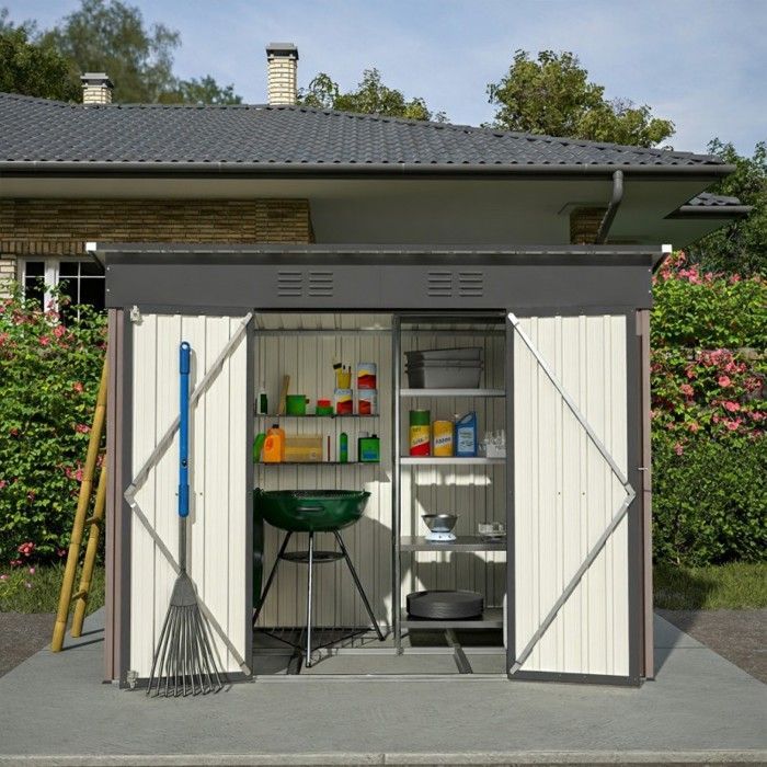 Abri de jardin - LANGTU - 242x126cm - Étanche - Ventilé - Acier galvanisé