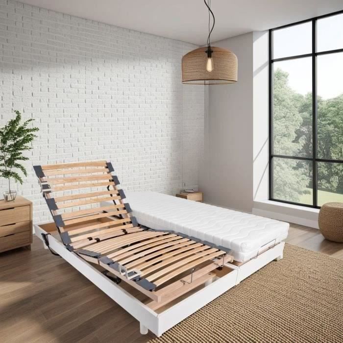 Relaxation set: mattress + electric bed bases 2x90x200 - Foam - Firm - TALCA Made in France