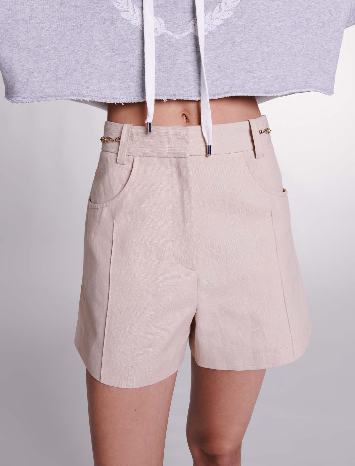 Linnen shorts - Beige Sable