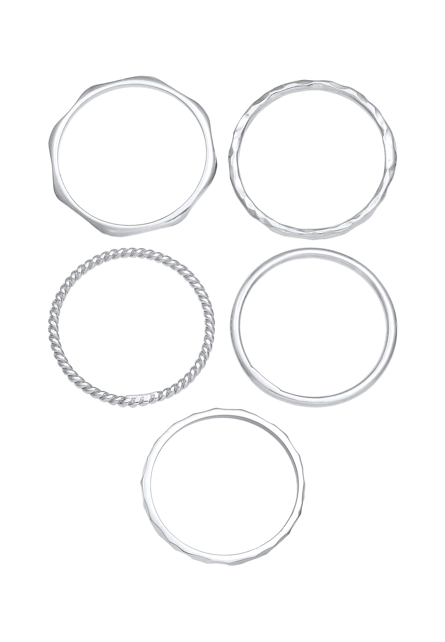 Elli Femmes Set Bande Empilage Minimaliste Tendance Blogueur Basique en Argent Sterling 925