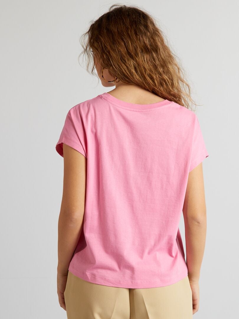 Camiseta de algodón estampada - ROSA