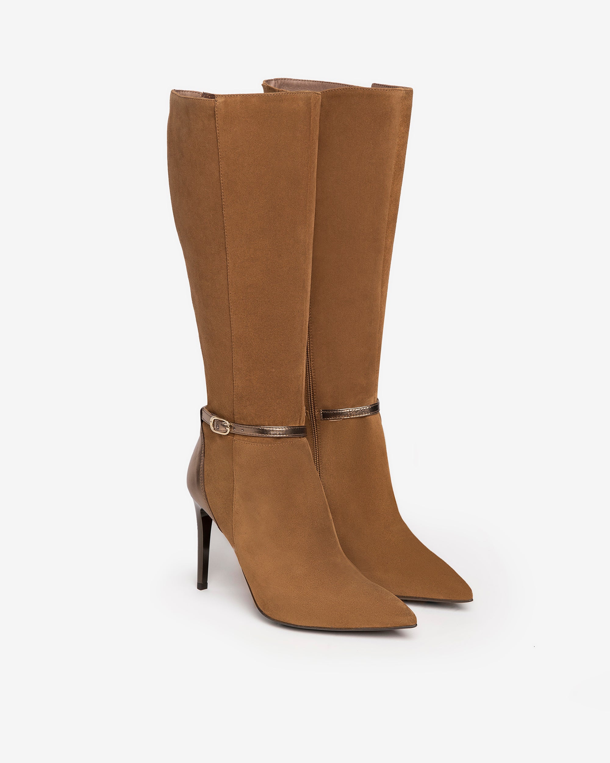  Damenstiefel aus Wildleder und Lackleder