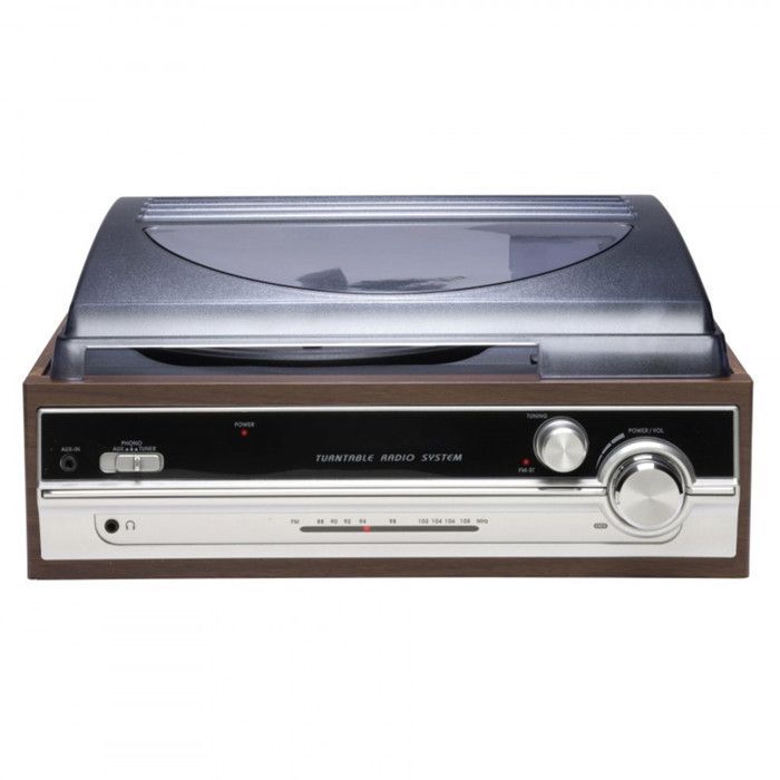 Denver Lecteur de disques vinyles VPR-190 avec Radio FM. Haut-parleurs intégrés. Finition Bois. Tête en céramique