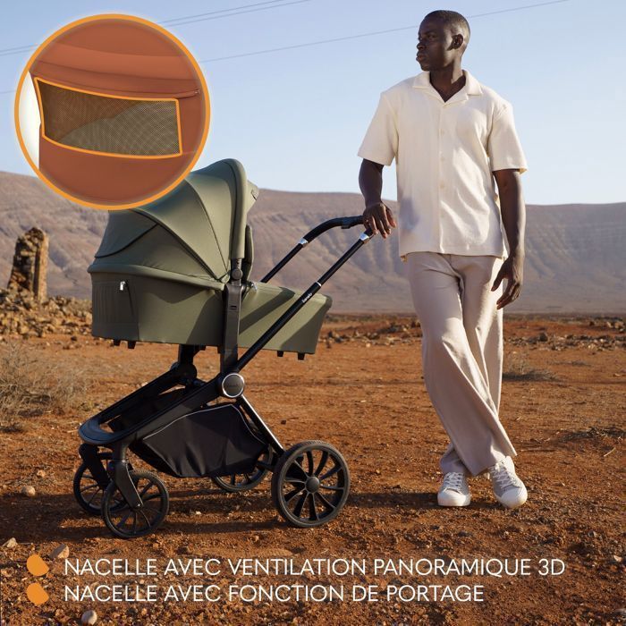 LIONELO Mika Plus 2-in-1 Travel System - Birth up to 22kg - Duo Stroller Pack, Carrycot and Accessories - Terracotta