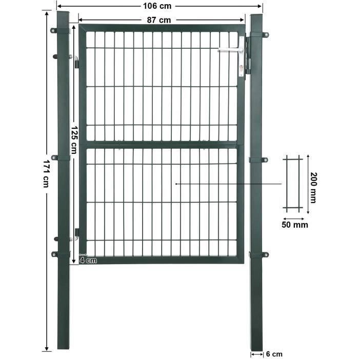 Puerta de acero galvanizado - SONGMICS - GGD175L - Verde - 106 x 125 cm - Con cerradura, manilla y llave