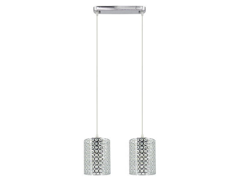 Lampa wisząca Aster 2-punktowa szklana srebrna
