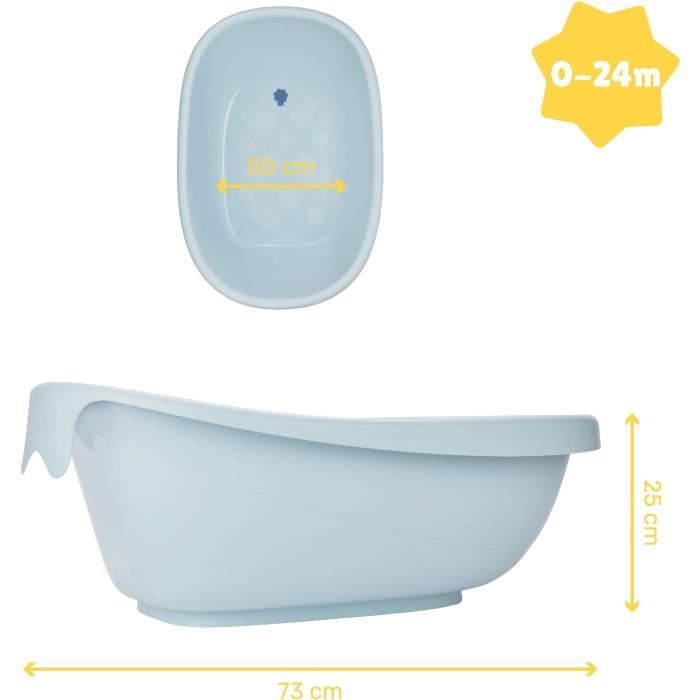 Bañera para bebés Badabulle con forma de ballena, fabricada en Europa, puede albergar una hamaca o un asiento de baño, desde el nacimiento hasta los 24 meses.