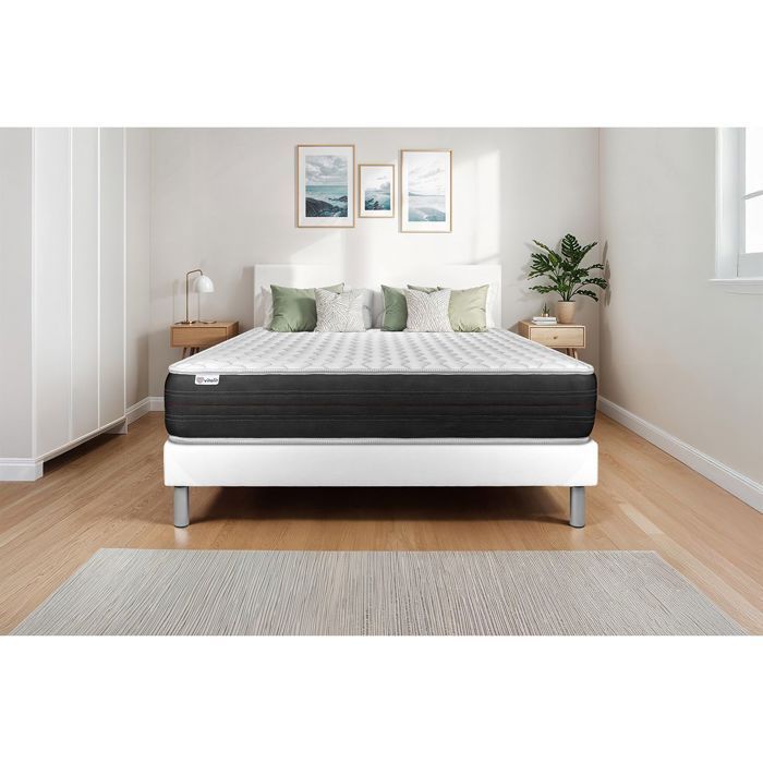 Conjunto de colchón y base de cama de 90x200 cm - Base de cama blanca (premontada) - Vitalspring Blanco