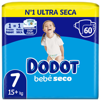 Dodot Baby Dry 15 kg størrelse 7 lekkasjefrie babybleier 60 stk 60 stk