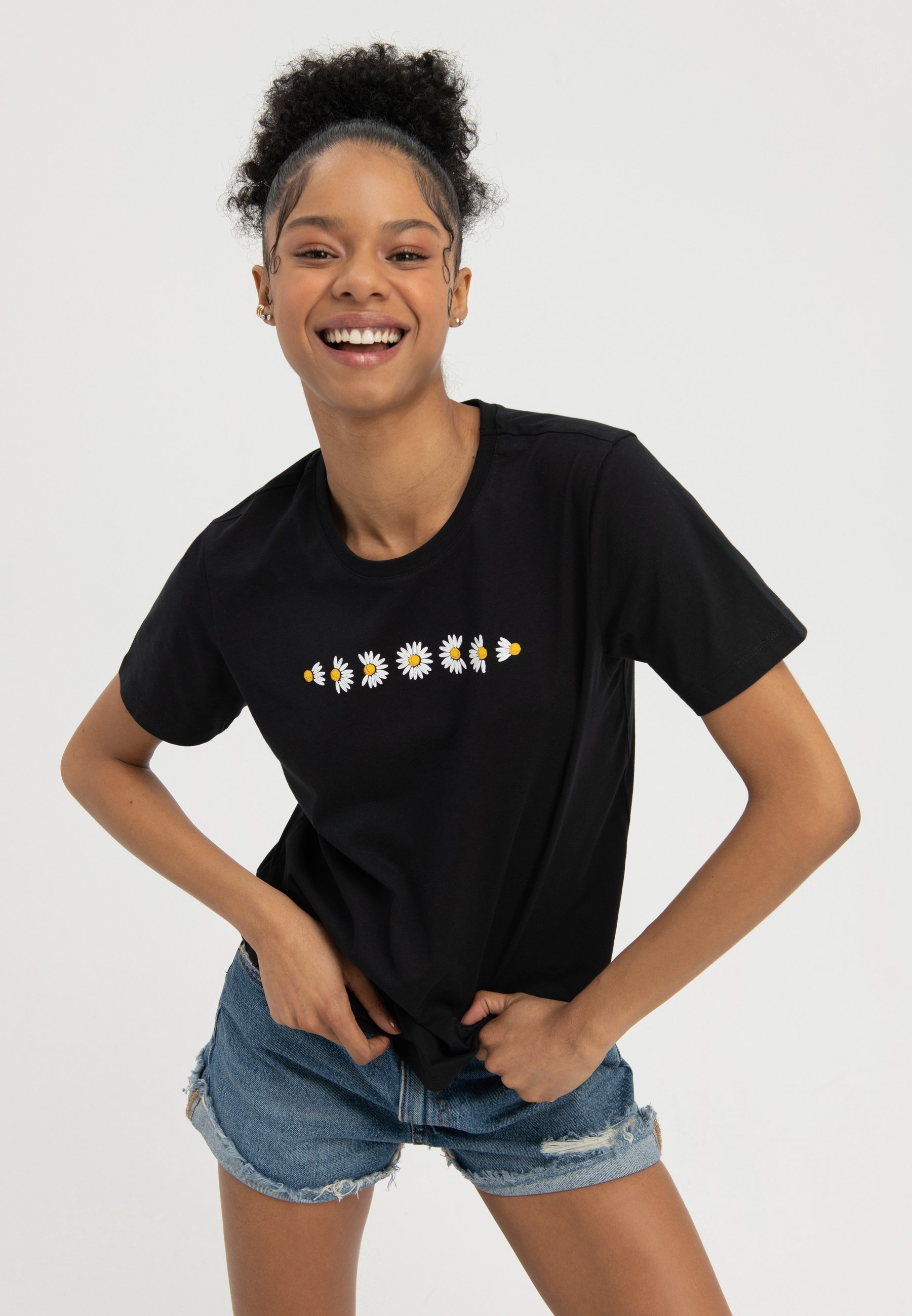 Even&Odd Print T-shirt - zwart