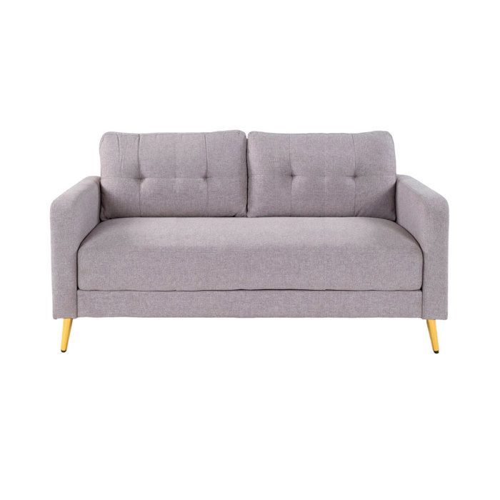 Set aus 2 Sofas + Sessel in hellgrauer Mikrofaser - GLIMAR