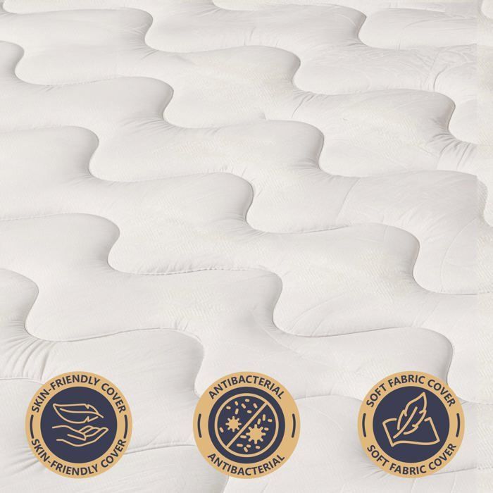 Colchón hipoalergénico de espuma de agua de 120x190 cm - 10 cm de grosor - Funda de tejido 3D transpirable - Fabricado en Italia