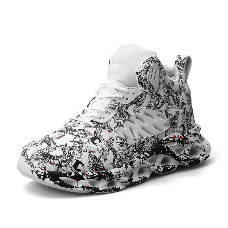Zapatillas deportivas casuales de suela gruesa con estampado de grafiti para hombre, antideslizantes e impermeables. Zapatillas deportivas para hombre para caminar, correr y hacer ejercicio al aire libre.