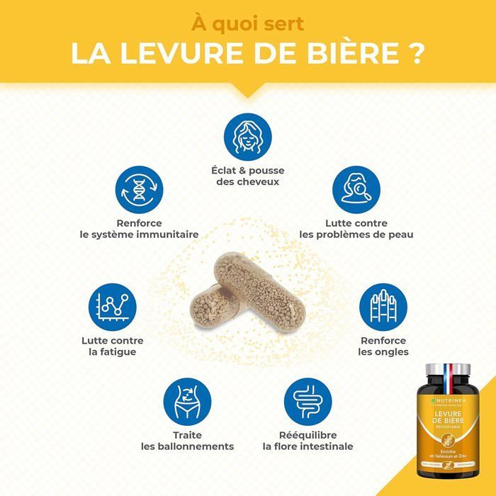Levure de Bière Revivifiable - Enrichie en Zinc & Sélénium - Cheveux et ongles forts - Santé de la peau - Complément alimentaire