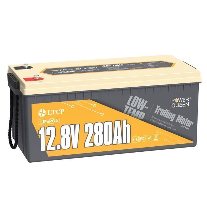 Batería de litio PowerQueen de 12 V y 280 Ah LiFePO4 para autocaravanas, BMS200A, protección contra el frío, sistema solar y embarcaciones.