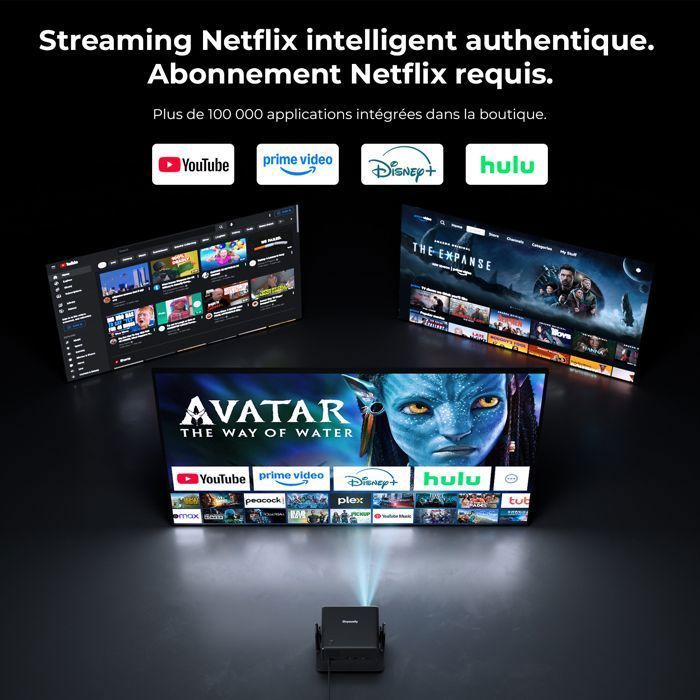 Proyector portátil WiFi 4K Konsoefuly, proyector Netflix 1080P, rotación de 360°, compatible con HDMI/USB/TV Stick/PS5/iOS/Android