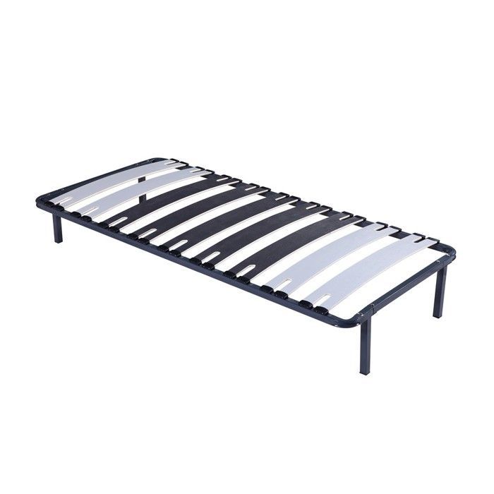 Sommier Cadre Lattes Pieds 100x200 x 29 cm en Mtal - 9 Larges Lattes de 12,5 cm - Montage Rapide