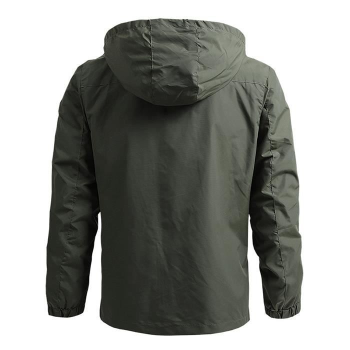 Chaqueta deportiva FUNMOON para hombre - Chaqueta de montaña cortavientos - Verde - Manga larga - Transpirable