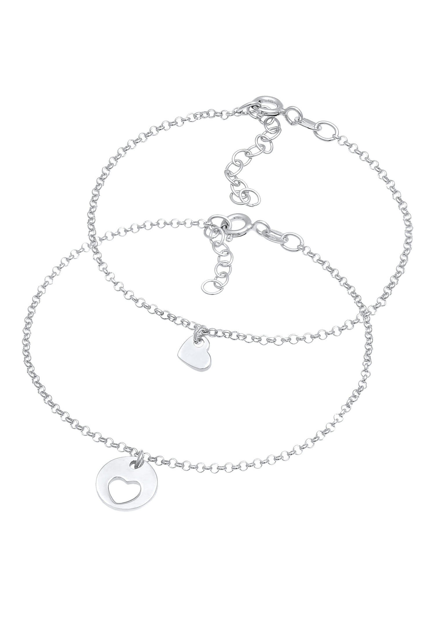 Elli Femmes Mère Fille Set Cœur Plaquette Cut Out en Argent Sterling 925