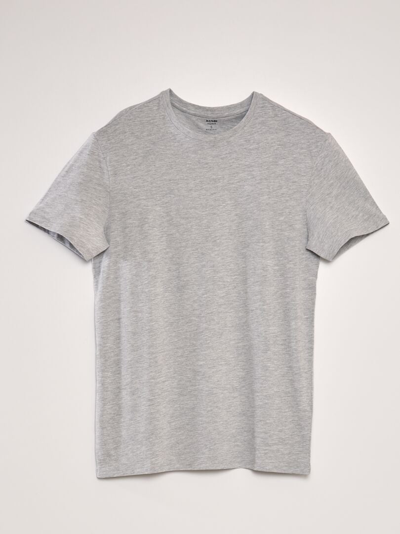 Camiseta lisa de malha, corte reto - cinza claro