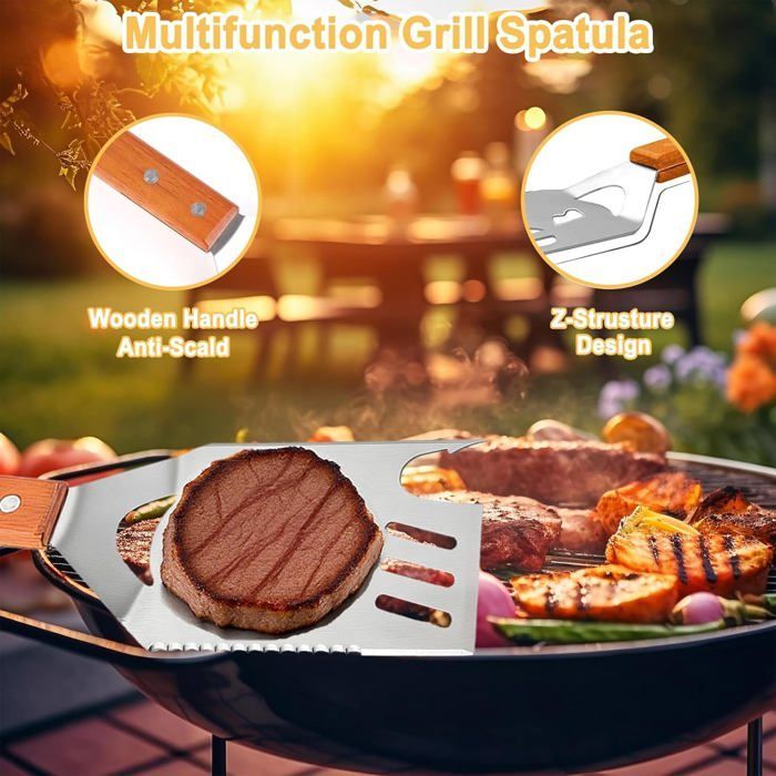 Spatule Barbecue 8 en 1,Outil de Grill Multifonction avec Décapsuleur,Accessoires Barbecue pour Le Camping en Plein Air
