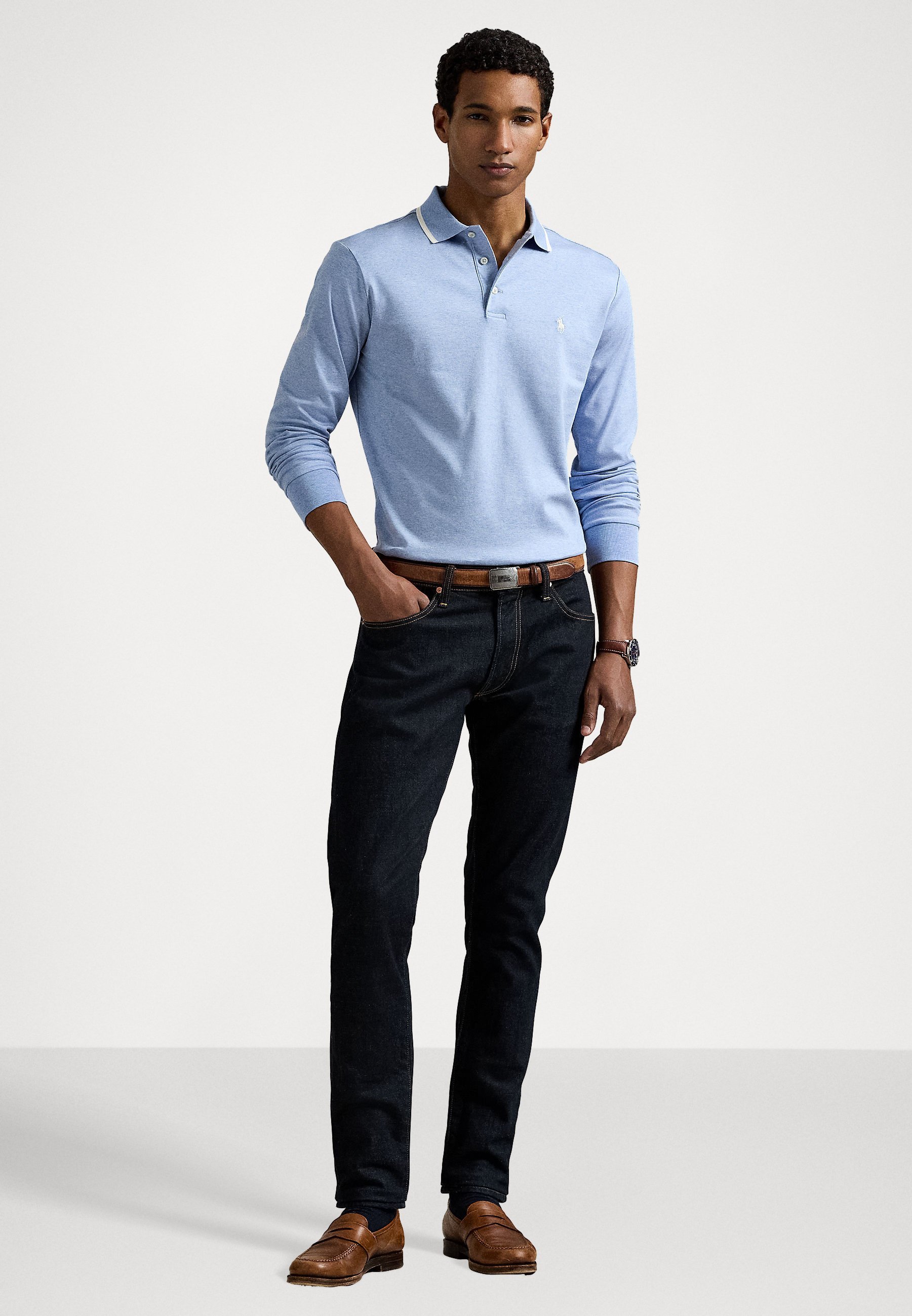 Polo Ralph Lauren CUSTOM SLIM FIT POLOSHIRT VAN ZACHT KATOENEN - Poloshirt - Isle Heather