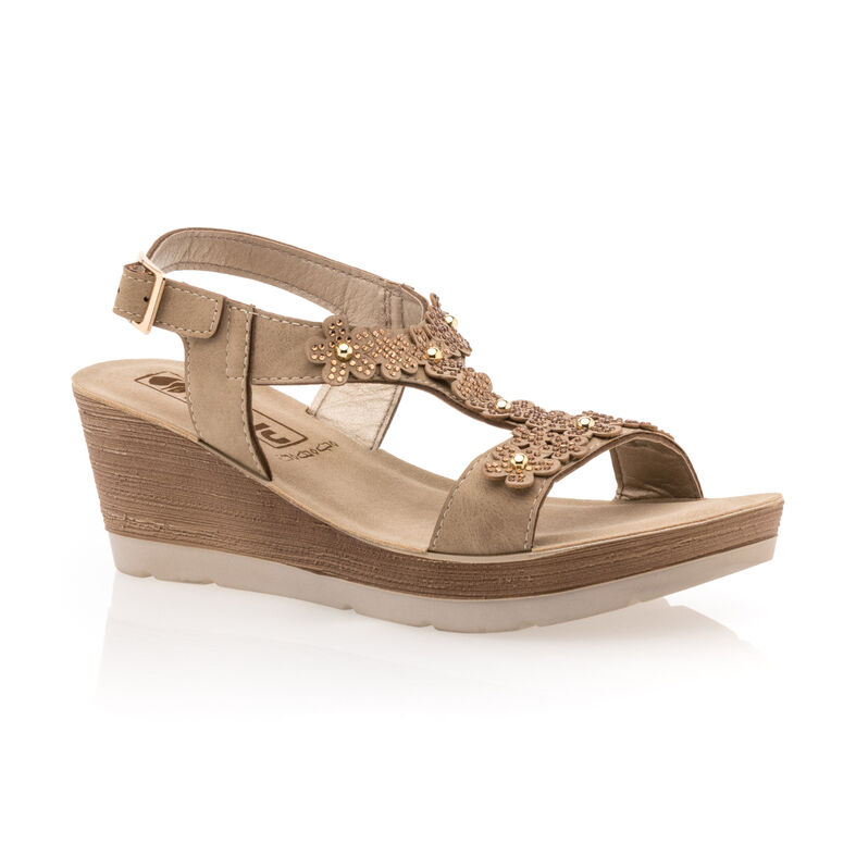 Sandalias beige para mujer / Zapatos de punta abierta