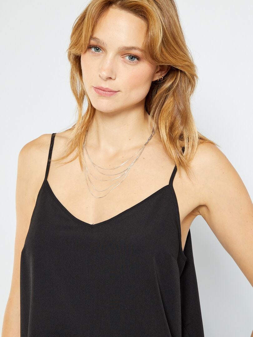 Top met spaghettibandjes - Zwart