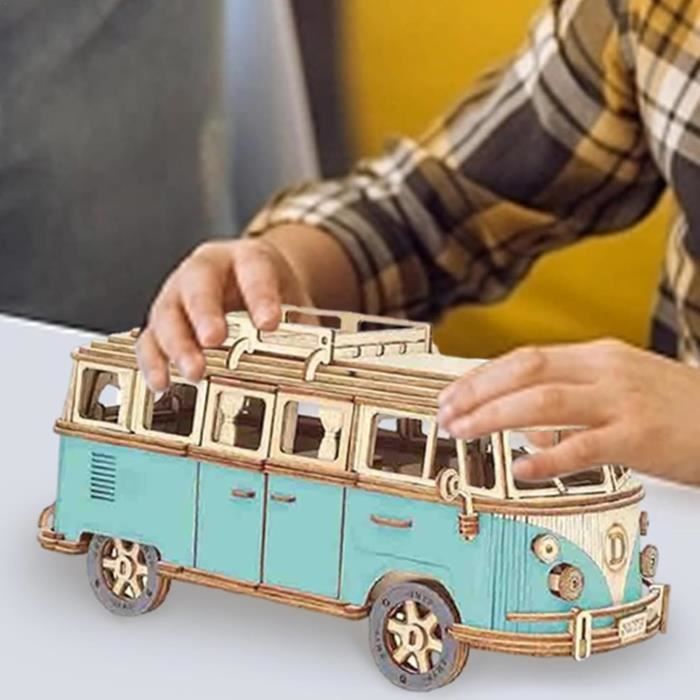 Puzzle 3D - Maquette - Bus en Bois - À Construire - Pour Enfants - 8 ans et plus