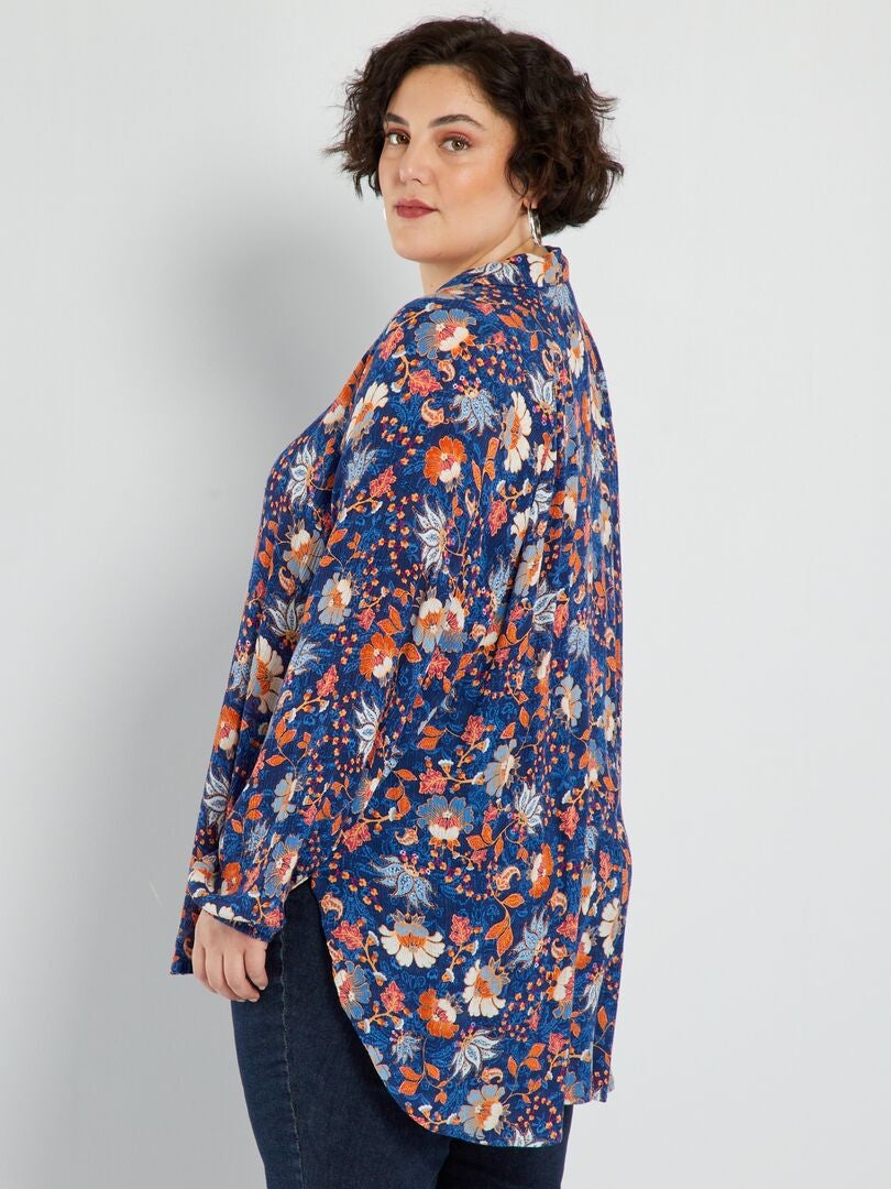 Zachte blouse met print - BLAUW
