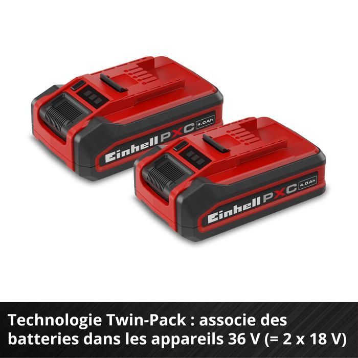 Einhell Double Batterie 4,0 Ah PXC PLUS Twinpack (18 V, Lithium-ion, pour tous les appareils PXC)