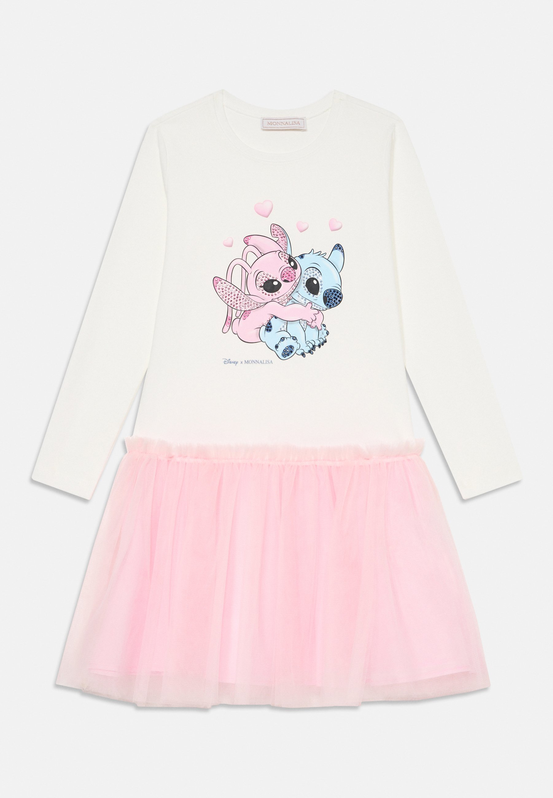 Monnalisa STITCH DISNEY FREE TIME JURK - Jersey jurk - crème/roze