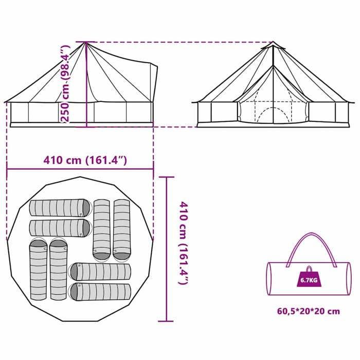 Tienda de campaña familiar tipo tipi impermeable vidaXL para 8 personas, color gris y naranja, para jardín o exteriores (modelo 94590).