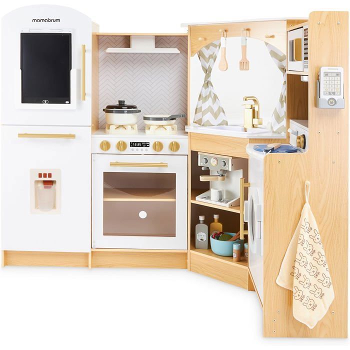 Cucina giocattolo in legno per bambini - MAMABRUM - MAM171 KITCHEN - Interattiva con illuminazione a LED - 50 accessori inclusi