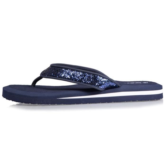 Chanclas cómodas Isotoner para mujer, parte superior suave, azul marino