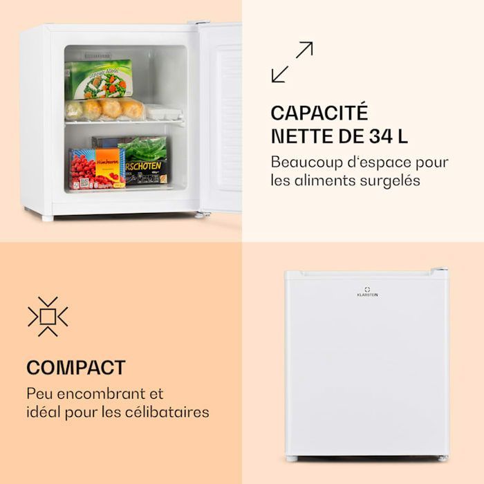 Congelador vertical Klarstein Garfield Eco - 34 L - 41 dB - Blanco