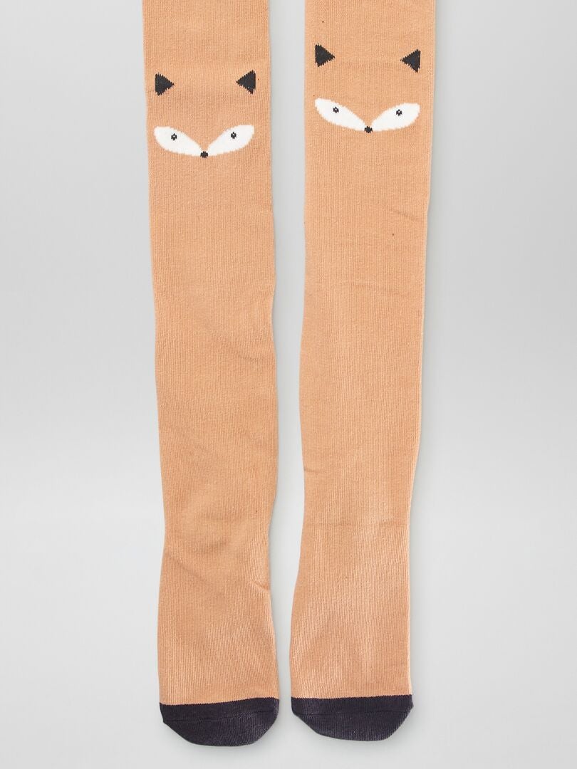 Set van 2 gebreide panty's met patroon - BEIGE