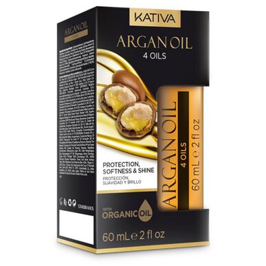 Kativa Arganolje 4 oljer med økologisk olje Hårfiber regenererende og glansgivende olje 60 ml 60 ml