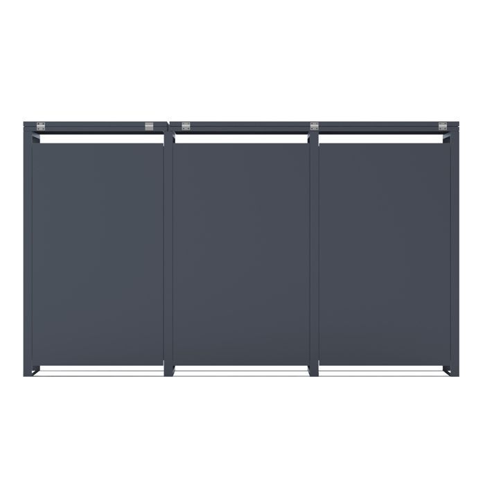 AXI Luke Cache Poubelle en Métal, Anthracite/Effet Bois - Abri poubelle pour 3 conteneurs - Max. 240L - Abri Poubelle Extérieur