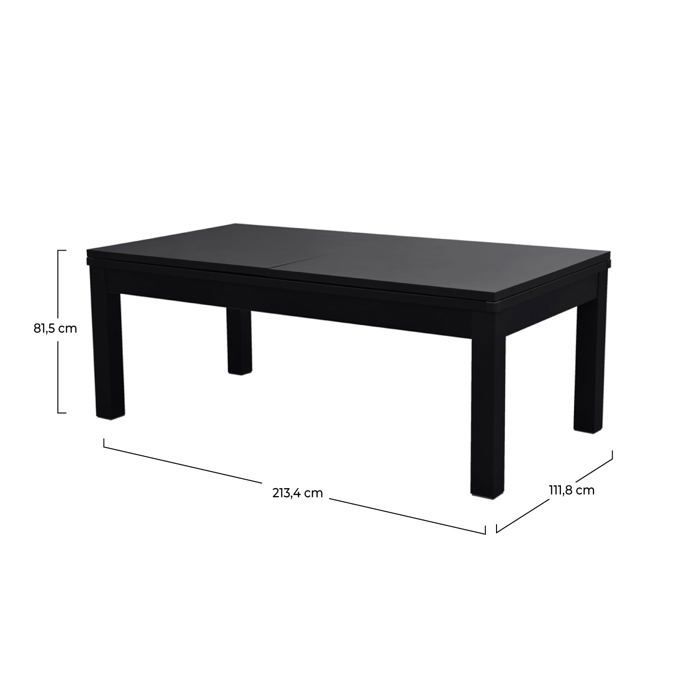Mesa de sinuca conversível preta com feltro azul - Eddie - Rendez-Vous Déco