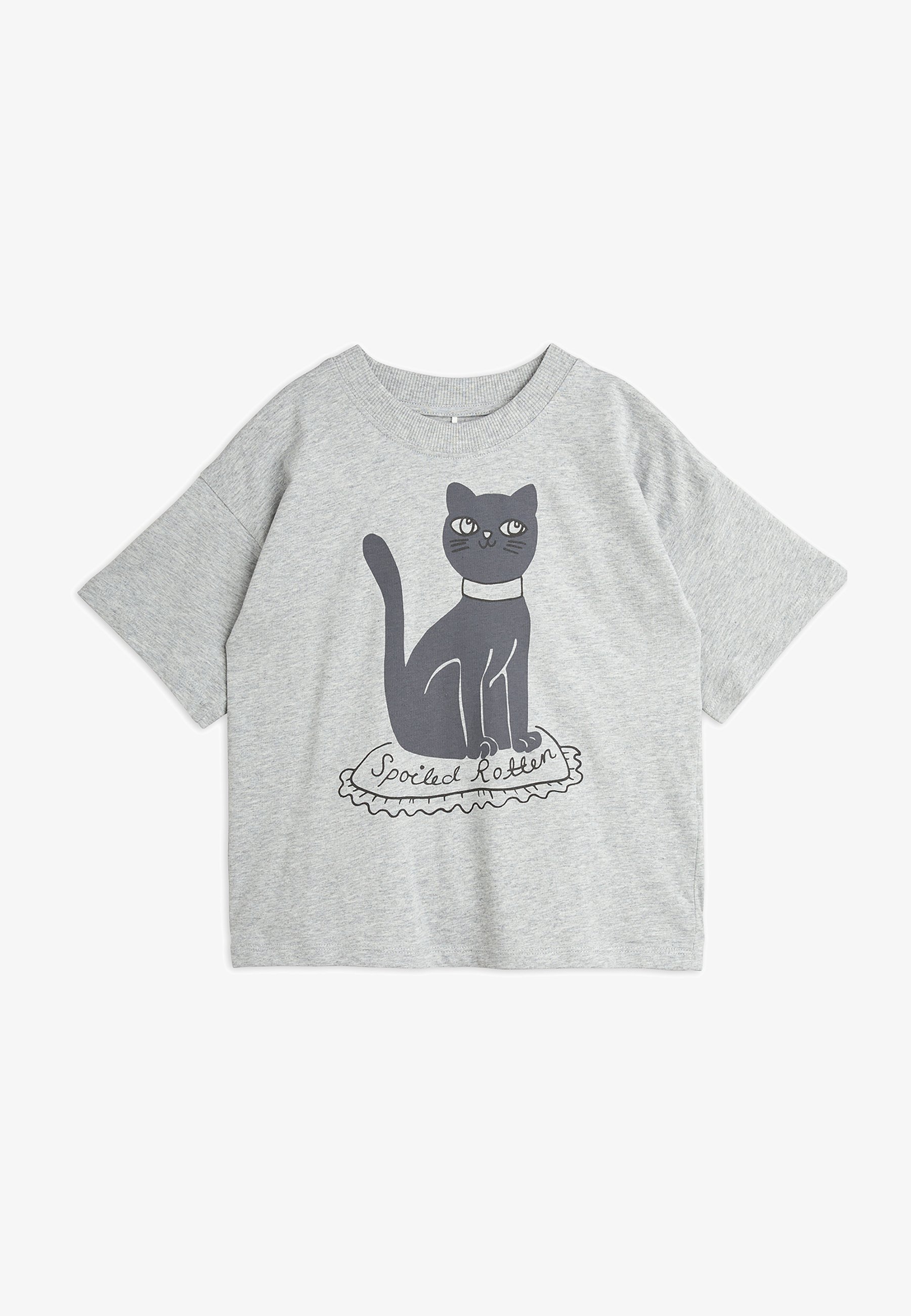 Mini Rodini CAT TEE UNISEX - T-shirt stampata - grigio mélange