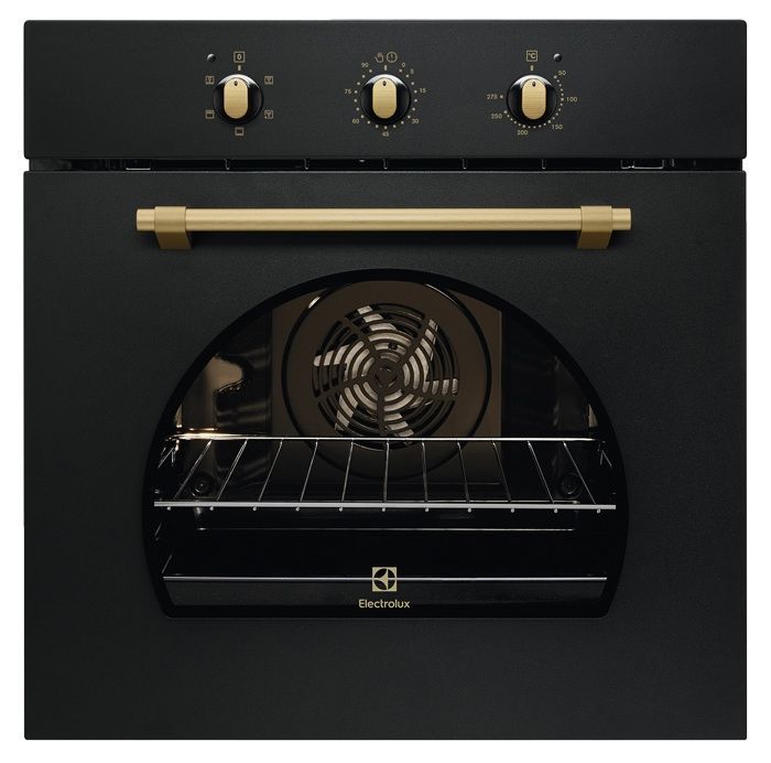 Forno da incasso Electrolux, Serie 300, Classe energetica A, 68 litri, a convezione, AquaClean, nero opaco, stile retrò, FR53G