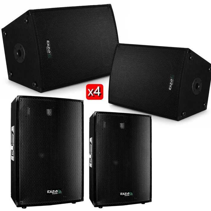 Ibiza Sound 2400W Total PA System - 4 x 600W Speakers - 2 Speaker Stands - Cables - Party - Birthday - Wedding