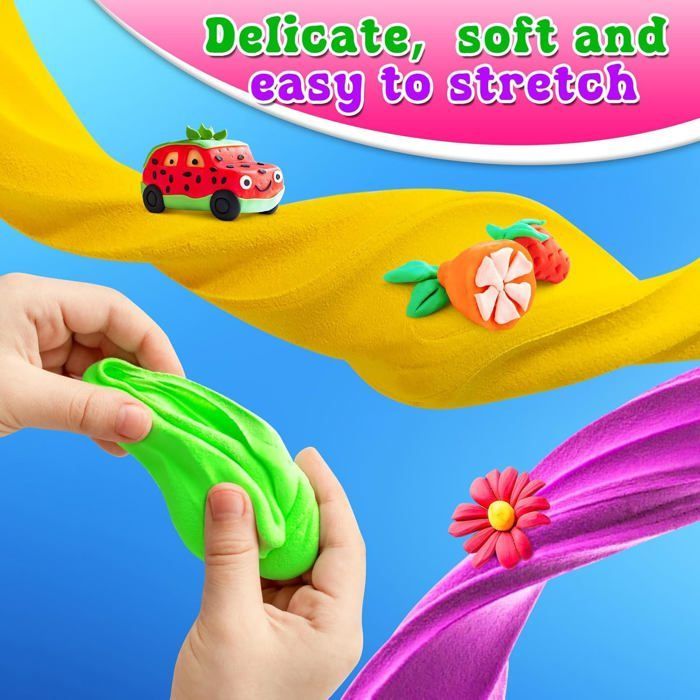 Pâte à modeler séchant à l'air - JOZSI - 28 Couleurs Argile Magique Séchant À L'Air, Cadeau Pour Enfants 3-12 Ans