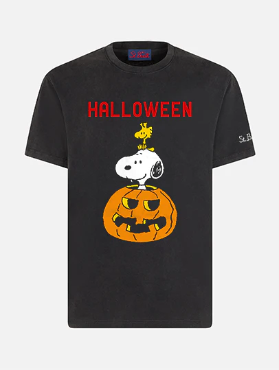 T-shirt van zwaar katoen voor heren met Halloween-print | SNOOPY - EDIZ